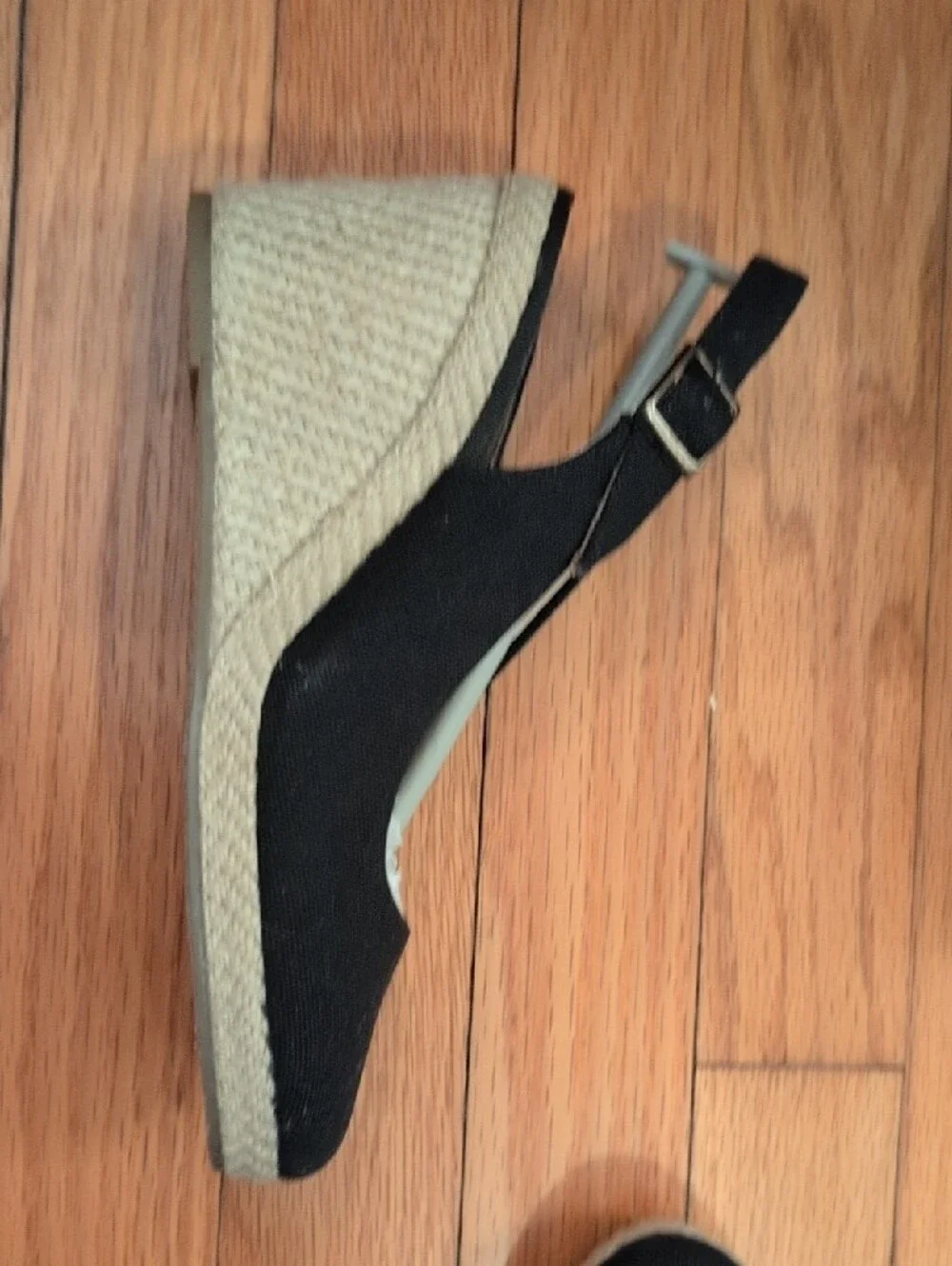 Dune London Black Espadrille Wedge Slingback